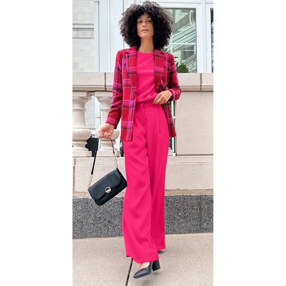 Intempo Pants - NWT Hot Pink Wide Leg Satin Pants, size medium